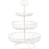 Fruit Basket Bowl - 3 Tier Metal Serving Basket Display Storage Stand Holder for Vegetable Produce Snack Bread – Cream White, 18.25 Inches Tall