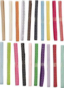 3/8" x 3 Yards Grosgrain Ribbons, Polka Dot Fabric in 20 Colors for Sewing, Gift Wrapping, Arts, Crafts (20 Bundles)