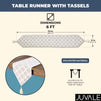 Juvale Woven Table Runner with Tassels, Trellis Embroidered (Silver, 12 x 72 in)