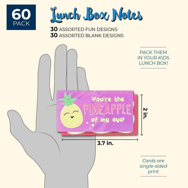 Juvale 60-Pack Motivational Lunch Box Notes for Kids, Single-Sided  Inspirational Cards in 30 Designs, Lunchbox Essentials, 2x3.5 in