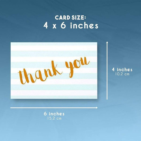 Juvale Blue Striped Thank You Cards - Pack Of 12 With Envelopes
