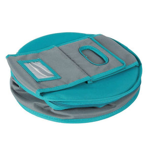 Insulated Round Thermal Casserole Food Carrier for Lunch, Lasagna, Potluck, Picnics, Vacations - Teal and Grey