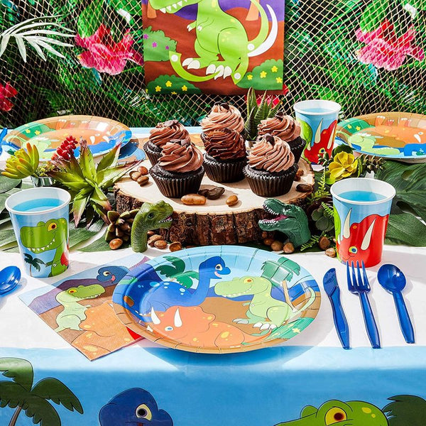 Juvale 144 Pieces Dinosaur Birthday Party Supplies With Plates, Knives,  Spoons, Forks, Cups, And Napkins (serves 24) : Target