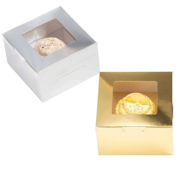 Juvale 25-Pack Mini Cake Boxes with Display Window for Gift Giving,  Bakesale, Cupcakes, Dessert, Cookies, Pie, Macaroons, Donuts, Pastry, Kraft  Paper