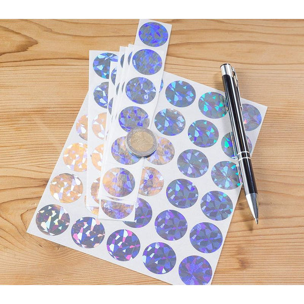 Scratch-off Stickers - 1-Inch Round Holographic Laser Dots Peel