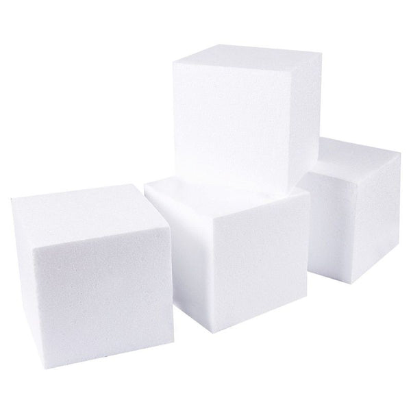 Juvale 6 Pack 4 inch Foam Cube Squares for DIY Crafts, White Polystyrene Blocks for Arts Supplies, 4x4x4 Inches