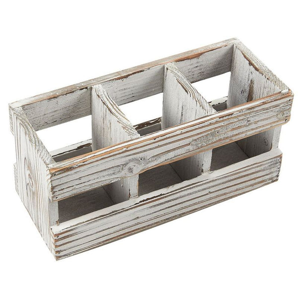 Juvale 3 Compartment Wooden Desk Organizer Caddy for Home and Office Supplies, Accessories, Rustic-Style Pen and Pencil Holder for Farmhouse