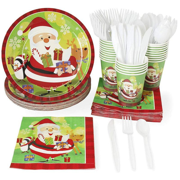 8 Guest Supplies Santa Claus Paper Plates Cups Napkins - Temu