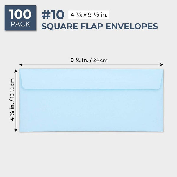 Juvale #10 Black Business Envelopes - Value Pack Square Flap Envelopes - 4 1/8 x 9 1/2 Inches - 100 Count, Black