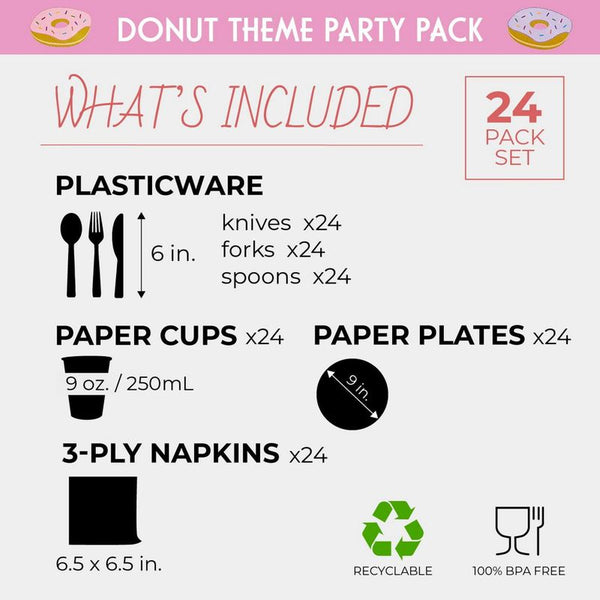 10pcs Donut Theme Party Disposable Paper Cups, Baby Birthday Holiday Home  Party Disposable Cutlery Drinking Cup, Disposable Dinner Plate, Disposable  Napkins , Disposable Tablecloth