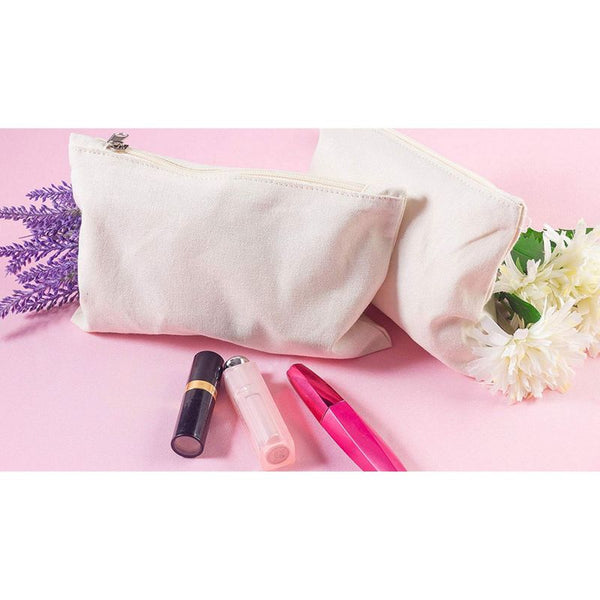 Canvas Pouch Cosmetic Bag With Zipper DIY Blank Make Up Gift