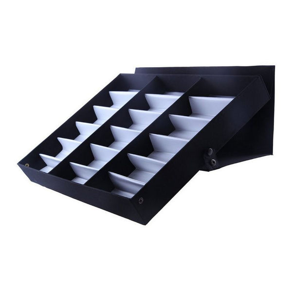 Juvale Sunglasses Organizer Stand, 18 Slot Display Case (18.5 x 14.25 x 2.5  in, Black)