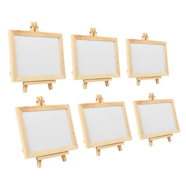 6-Pack Wooden Framed White Chalkboard Sign with Easel Stand for Colored  Chalk and Liquid Chalk Markers, 7 x 7 x 4.25 Inches Assembled - Mini  Message Board