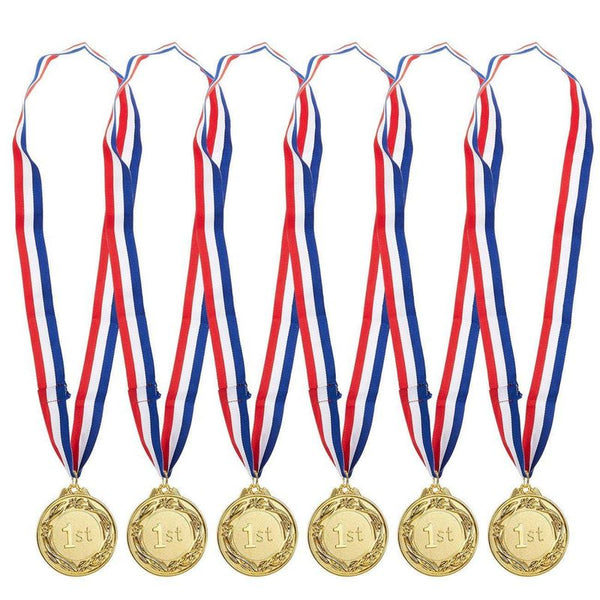 Juvale 12 Pack Gold Winning Metal Awards Medal for Contests, 1.5