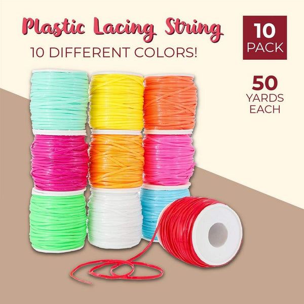 Plastic Lacing Cord, Jewelry Making Supplies, 10 Neon Colors (2.5 x 1mm, 50  Yards, 10-Pack)