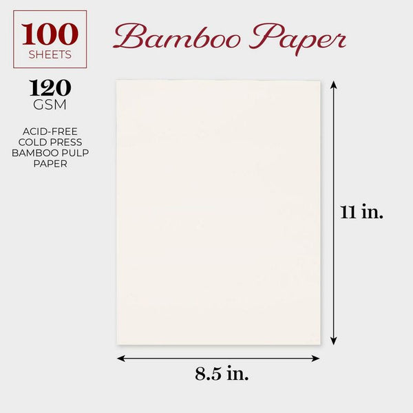 100 Sheets Bamboo Paper for Cold Press Art, Mixed Media, Drawing, Painting  (8.5 x 11 in)