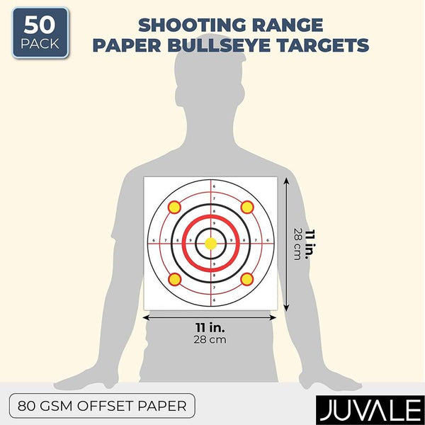  Juvale 50 Pack Paper Shooting Targets for Range, Bulk for  Hunting, Handguns, Pistols, Rifles, Silhouette with Red Bullseye (14x22 in)  : Sports & Outdoors