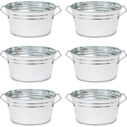 Juvale Oval Galvanized Planter Pot for Decoration (9 x 6 x 4 in, 6 Pack)