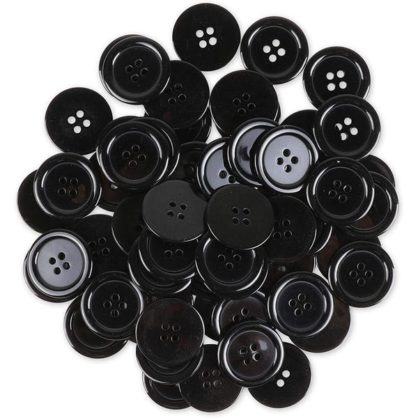 100 Pack 1 inch Buttons Flatback Sewing Colored for Arts & Crafts, Fashion Clothing, DIY Projects (Black)