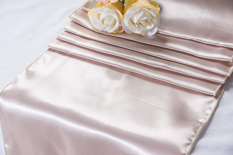 Juvale Champagne Table Runner – 10 Pack Wedding Table Runners, Tablecloth Runner Decoration, Perfect Weddings, Baby Showers, Birthdays, Special Occasions, Catering, 108.3 x 11.8 inches