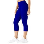 SATINA High Waisted Capri Leggings for Women - Capri Leggings for Women - High Waist for Tummy Control - Royal Blue Capri ...