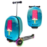 Lascoota Scooter Suitcase - Foldable 2-in-1 Luggage - LED Light Wheels & Lightweight Carry Luggage - Overhead-Ready Carry ...