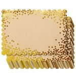 Blue Panda Rectangular Disposable Gold Paper Placemats - Scalloped Edge & Gold Foil Polka Dots - Bulk 50 Count for Parties...