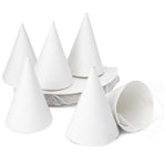 Party Hats Blank White Cone - 50 Count, 6 in, Pre-strung Elastic - Birthday Hats & Celebration Decor