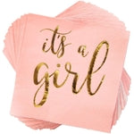 Sparkle and Bash Baby Girl Napkins for Shower - 2-Ply, 5 x 5 In, 50 Count, Gold & Pink - Gold Foil Baby Shower Paper Napki...