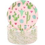 Sparkle and Bash Cactus Paper Plates - 7 Inch, 80 Count, Multicolor - Disposable Plates for Party Decorations & Desserts