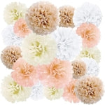 EPIQUEONE Tissue Paper Pom Poms - Easy-Hang Ceiling Decoration & Champagne Flower Wall Backdrop - Bridal & Baby Shower Dec...