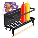 Grillzilla Grill Accessories Magnetic Grill Caddy & Organizer - Black Portable Powder-Coated Iron - BBQ Shelf & Tool Holde...
