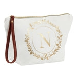 Glamlily Letter N Cosmetic Bag - Monogrammed Canvas Cosmetic Pouch - Compact Travel Makeup Bag & Toiletry Case - DIY-decor...