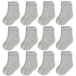 CozyWay Toddler Socks Cotton Crew - Baby Boy & Baby Girl Socks - Soft Breathable Reinforced Toe - 6-12 Months, Gray, 12 Pack