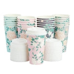 Juvale Floral Paper Coffee Cups with Lids - Disposable Paper Cups with Lids for Travel - Party & Bridal Shower Coffee Supp...