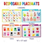 Merka Disposable Placemats for Baby & Toddler - 12 x 18 in, 40-Pack Multicolor - Peel & Stick Adhesive - Sticky Placemats ...