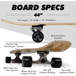 Magneto Longboard Skateboard Cruiser Kicktail - Durable Bamboo & Maple Skateboard Deck - 70mm Wheels & Trucks for Cruiser ...