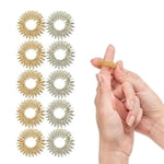 IMPRESA Spiky Sensory Acupressure Fidget Rings - 10-Pack, 1 in Dia, Silver & Gold - Stress Relief Fidget Ring - Tactile St...