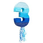 BLUE PANDA Ombre Blue Number 3 Pull String Pinata - Interactive Pull-String Surprise with Number 3 Pinata for Ocean-Themed...