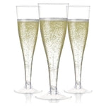 Prestee Set of 24 Clear Plastic Champagne Flutes - 4.5 oz Capacity Shatterproof Disposable Glasses - Suitable for Weddings...