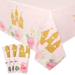 BLUE PANDA Plastic Princess Tablecloths - Princess Table Cloths for Birthday Party & Belle Themed Birthday Party Decor - D...