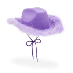 Zodaca Purple Cowboy Hat - Fluffy Sparkly Purple Cowgirl Hat with Feathers - Bachelorette & Birthday Party Headpiece - Fes...