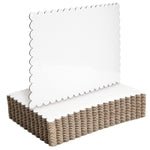 Sparkle and Bash Cake Board Rectangle - 14 x 10 In, White Foil, Pack of 25 - Scalloped Edge Sturdy Paper Base for Desserts...