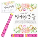 Sparkle and Bash Baby Shower Tape Measure Game - Pink 28-Piece Set - 24 Guess Cards, 3 Measuring Tapes & Sign - How Big Is...