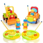 PREXTEX 2 Pack Remote Control Cars for 3-5 Year Old Boys - Truck and Tractor Toddler Toys with Easy Controllers - Sound an...