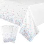 Sparkle and Bash Pink & Blue Confetti Table Cover - 54 x 108 in, 6-Pack, Plastic - Party Tablecloth for Gender Reveal & Ba...