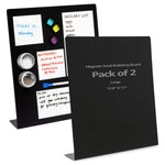 2 Pack Large Magnetic Metal Board for Magnets - Tabletop Memo Display Easel Stand for Home, Office, School (Black, 11 x 12...