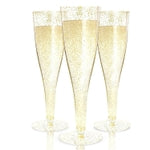 Prestee 24 Plastic Champagne Flutes - Gold Champagne Flutes Plastic - Gold Disposable Mimosa Flute - Party Supplies - Disp...