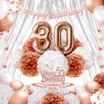EPIQUEONE Happy Birthday Banner for Party Decorations & Cake Decoration - 41-Piece, Rose Gold, 30th Birthday