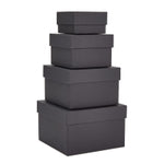 Stockroom Plus 4-Pack Square Nesting Boxes with Lids - Assorted Sizes, 6.5 to 3.5 in - Black - Space-Saving Stacking & Nes...